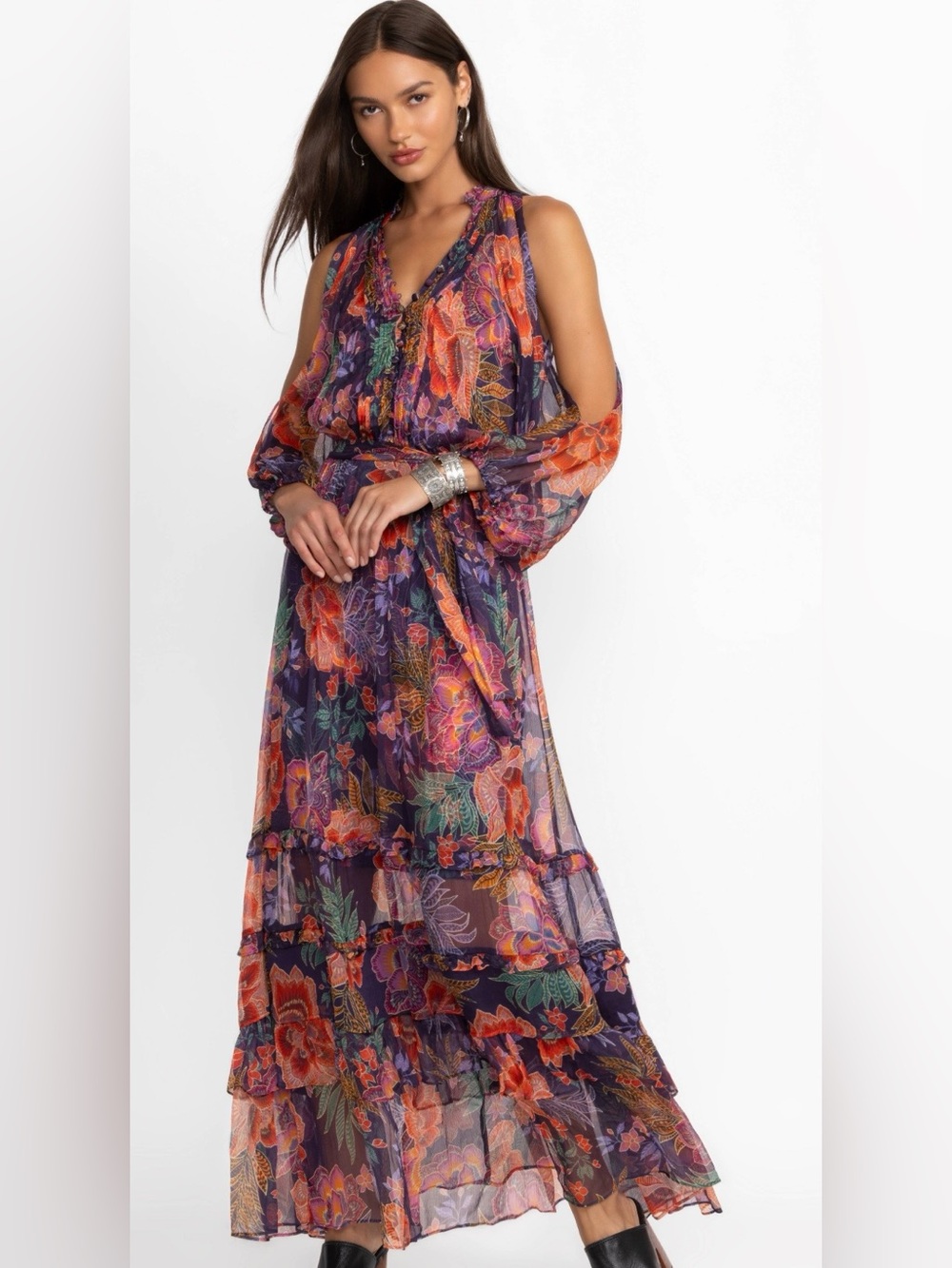 Johnny Was Jade Ashlee Cold Shoulder Maxi Dress *Worn Once*